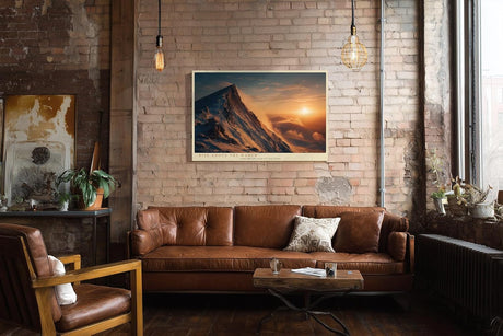 Paul Sinus Wandbild 120x80cm Berglandschaft Gipfel im Morgenlicht epische Naturfotografie schneebedeckter Berg stilvolle Wanddekoration fuer Wohnzimmer Büro