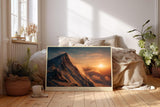 Paul Sinus Wandbild 120x80cm Berglandschaft Gipfel im Morgenlicht epische Naturfotografie schneebedeckter Berg stilvolle Wanddekoration fuer Wohnzimmer Büro