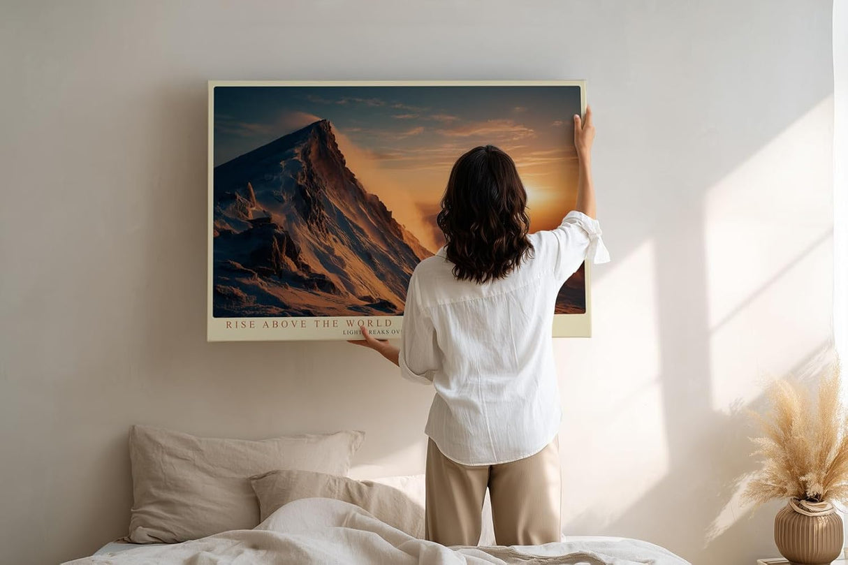 Paul Sinus Wandbild 120x80cm Berglandschaft Gipfel im Morgenlicht epische Naturfotografie schneebedeckter Berg stilvolle Wanddekoration fuer Wohnzimmer Büro