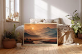 Paul Sinus Wandbild 120x80cm Berglandschaft mit Fluss bei Sonnenaufgang moderne Natur Landschaft Fotokunst warmes Morgenlicht Kunstposter für Wohnzimmer Schlafzimmer Büro