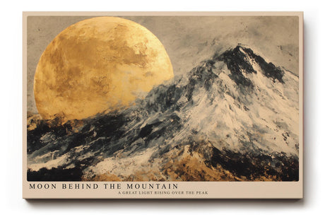Paul Sinus Wandbild 120x80cm Berglandschaft mit Mond moderne Naturkunst goldener Himmel stilvolle Wanddekoration fuer Wohnzimmer Büro