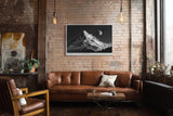 Paul Sinus Wandbild 120x80cm Berglandschaft mit Mond Schwarz Weiss Naturfotografie für Wohnzimmer Büro Flur