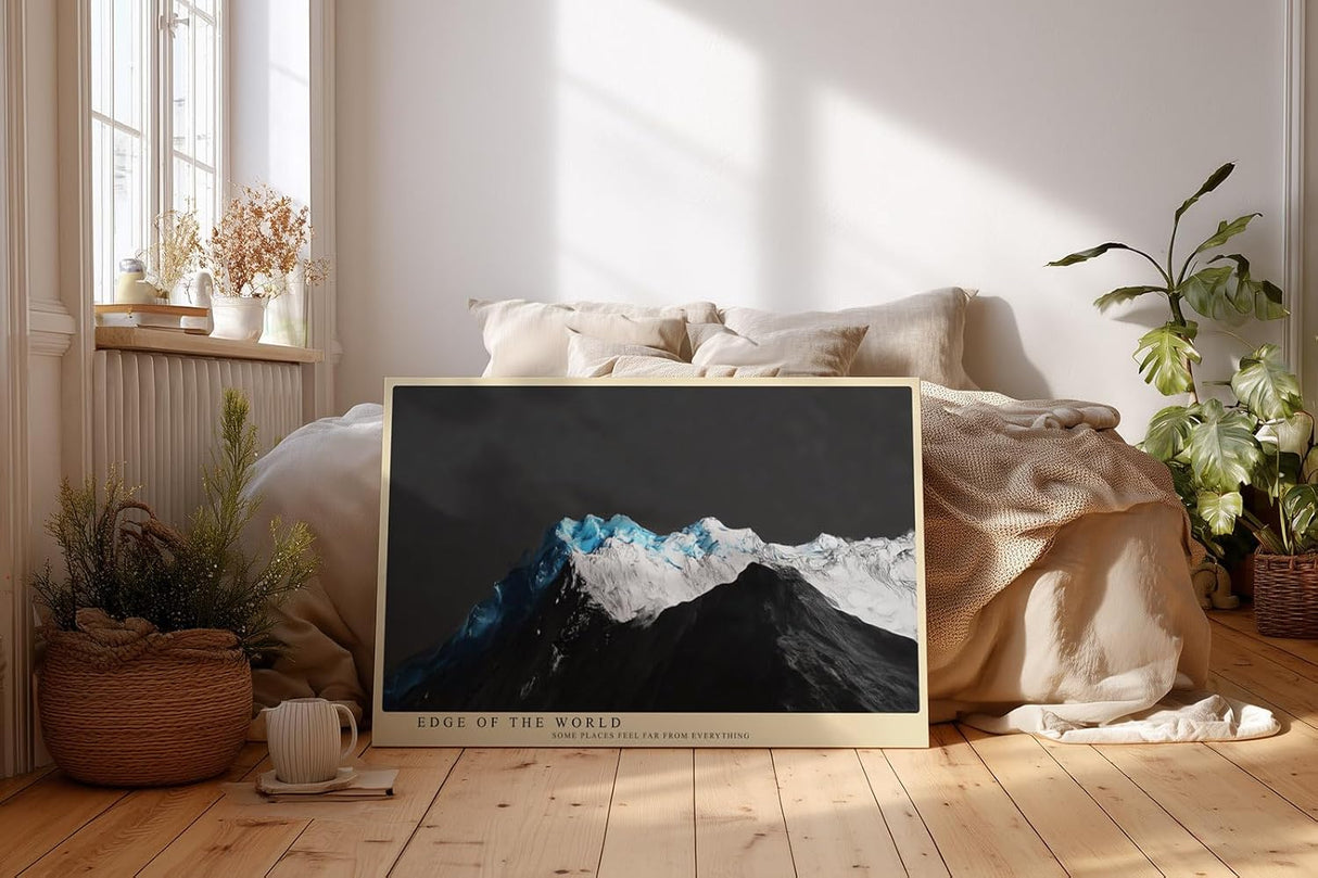 Paul Sinus Wandbild 120x80cm Berglandschaft moderne Kunst mit schneebedeckten Gipfeln dramatische Natur Illustration stilvolles Landschaftsbild für Wohnzimmer Büro