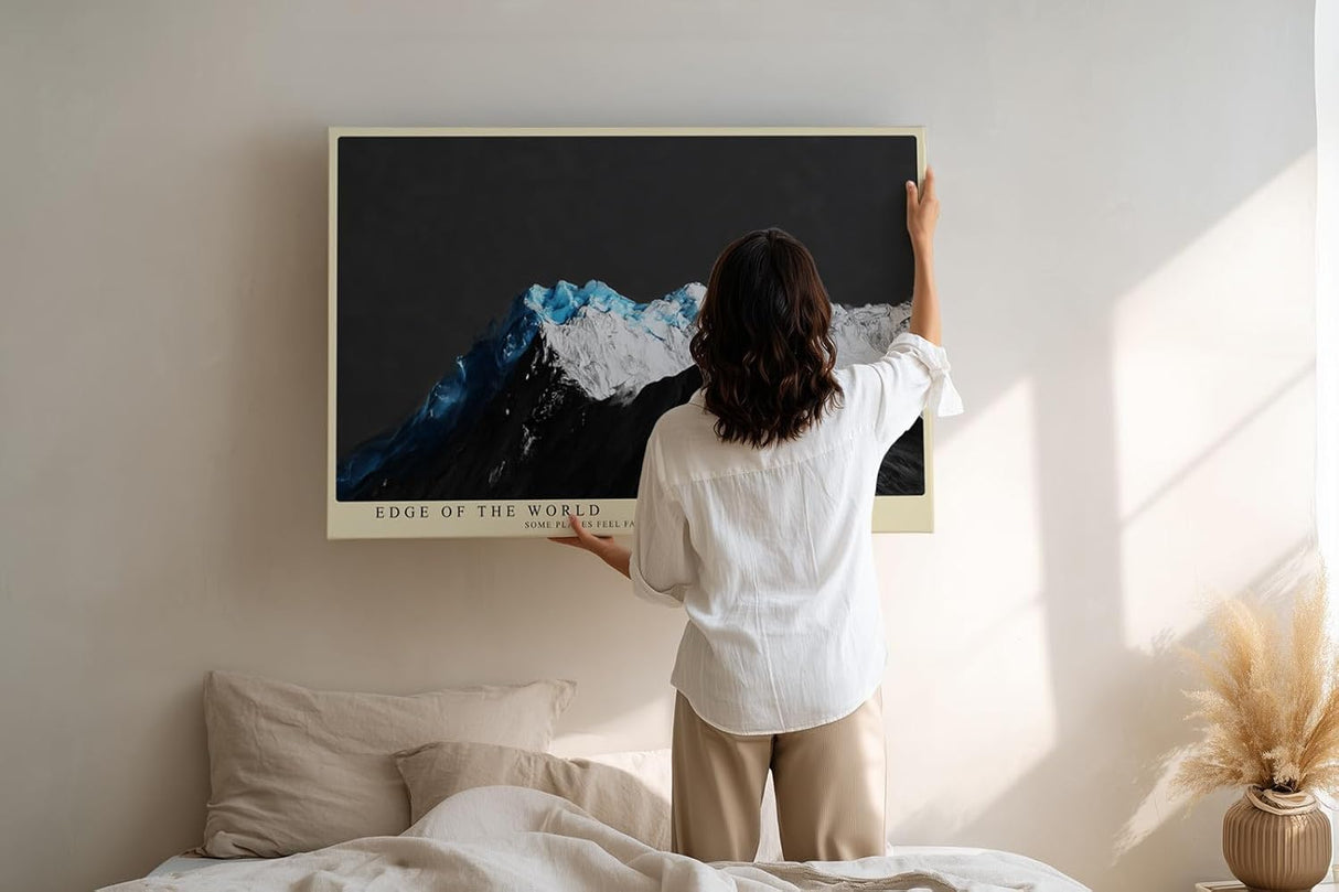 Paul Sinus Wandbild 120x80cm Berglandschaft moderne Kunst mit schneebedeckten Gipfeln dramatische Natur Illustration stilvolles Landschaftsbild für Wohnzimmer Büro