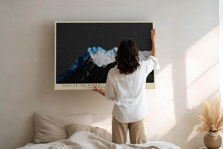 Paul Sinus Wandbild 120x80cm Berglandschaft moderne Kunst mit schneebedeckten Gipfeln dramatische Natur Illustration stilvolles Landschaftsbild für Wohnzimmer Büro