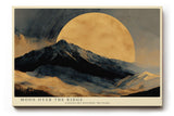 Paul Sinus Wandbild 120x80cm Berglandschaft Mond goldener Himmel moderne Landschaft Kunst Wanddekoration fuer Wohnzimmer Büro