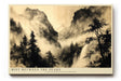 Paul Sinus Wandbild 120x80cm Berglandschaft Nebel Tusche Stil modern schwarz beige Kunstdruck grosses Landschaft Kunstbild elegante Wanddekoration fuer Wohnzimmer Büro
