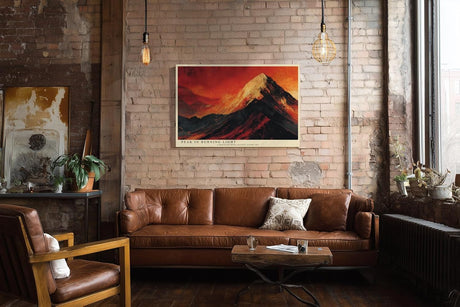 Paul Sinus Wandbild 120x80cm Berglandschaft rot orange moderne Naturkunst dramatischer Himmel Kunstdruck grosses Wandbild 120x80cm kraftvolle Wanddekoration fuer Wohnzimmer Büro