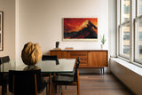 Paul Sinus Wandbild 120x80cm Berglandschaft rot orange moderne Naturkunst dramatischer Himmel Kunstdruck grosses Wandbild 120x80cm kraftvolle Wanddekoration fuer Wohnzimmer Büro
