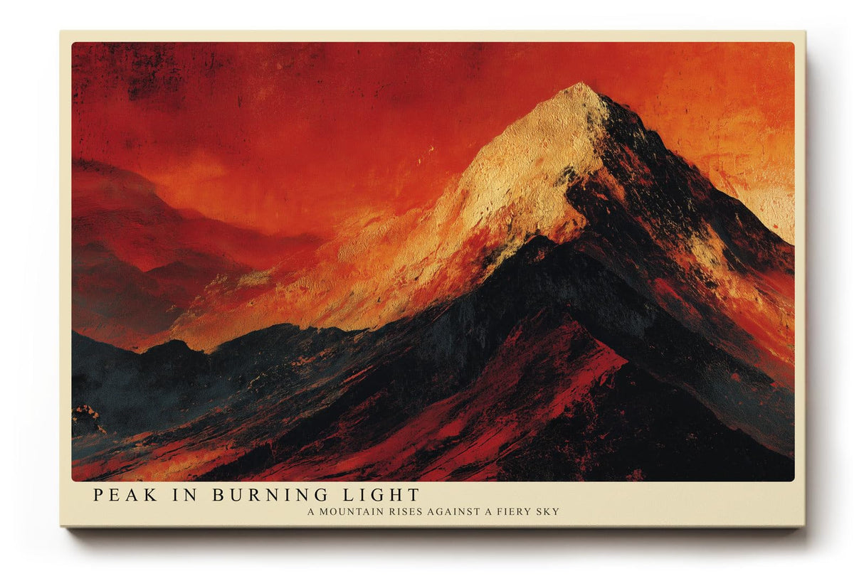 Paul Sinus Wandbild 120x80cm Berglandschaft rot orange moderne Naturkunst dramatischer Himmel Kunstdruck grosses Wandbild 120x80cm kraftvolle Wanddekoration fuer Wohnzimmer Büro