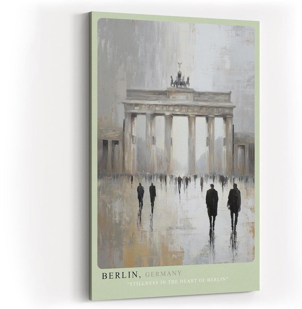 Paul Sinus Wandbild in 40x60cm Berlin Germany Brandenburger Tor in impressionistischem Stil mit Figuren in regennasser Straße