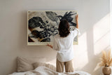 Paul Sinus Wandbild 120x80cm Berries and Wings in Ink Vintage Vogel Illustration mit Beeren Zweigen Natur Kunst Poster für Wohnzimmer Büro