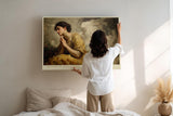 Paul Sinus Wandbild 120x80cm Betende Frau Klassische Kunst LeinWandbild 120x80cm Spirituelle Malerei Elegante Wanddekoration
