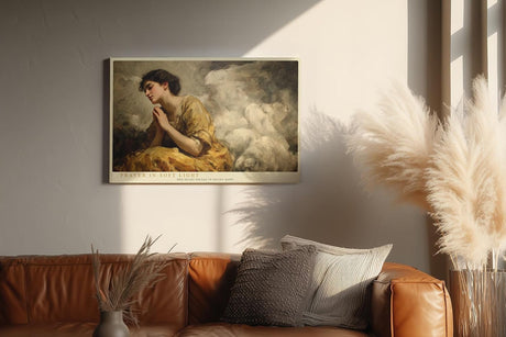 Paul Sinus Wandbild 120x80cm Betende Frau Klassische Kunst LeinWandbild 120x80cm Spirituelle Malerei Elegante Wanddekoration