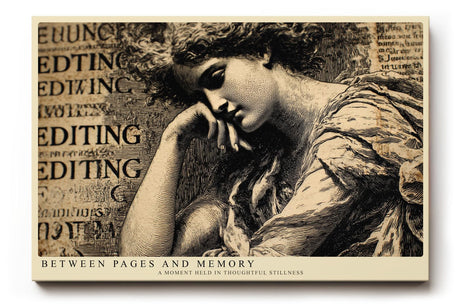 Paul Sinus Wandbild 120x80cm Between Pages and Memory klassisches Frauenportrait im Vintage Stil Literatur Kunst Poster für Wohnzimmer Büro