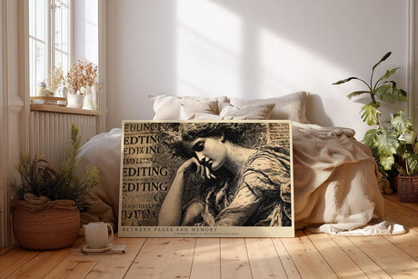 Paul Sinus Wandbild 120x80cm Between Pages and Memory klassisches Frauenportrait im Vintage Stil Literatur Kunst Poster für Wohnzimmer Büro
