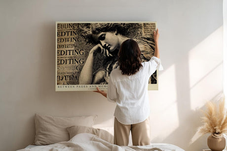 Paul Sinus Wandbild 120x80cm Between Pages and Memory klassisches Frauenportrait im Vintage Stil Literatur Kunst Poster für Wohnzimmer Büro