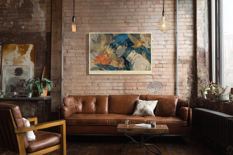 Paul Sinus Wandbild 120x80cm Between Wings and Bloom poetisches Portrait mit Vögeln und Blumen Kunst Poster für Wohnzimmer Schlafzimmer
