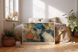 Paul Sinus Wandbild 120x80cm Between Wings and Bloom poetisches Portrait mit Vögeln und Blumen Kunst Poster für Wohnzimmer Schlafzimmer