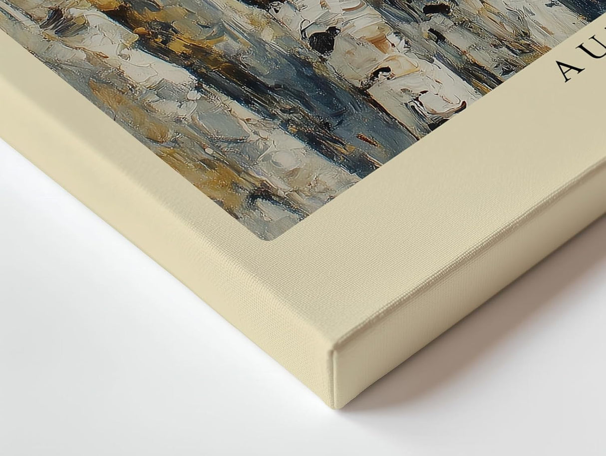 Paul Sinus Wandbild 120x80cm Birkenwald im Herbst goldene Blaetter moderne Landschaftsmalerei Leinwand Wanddekoration warme Naturkunst fuer Wohnzimmer Büro