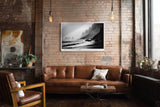 Paul Sinus Wandbild 120x80cm Black Shore in Fog dramatische schwarz weiß Küstenlandschaft Meer und Klippen Natur Fotokunst Poster für Wohnzimmer Büro