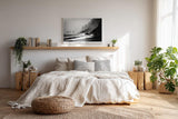 Paul Sinus Wandbild 120x80cm Black Shore in Fog dramatische schwarz weiß Küstenlandschaft Meer und Klippen Natur Fotokunst Poster für Wohnzimmer Büro