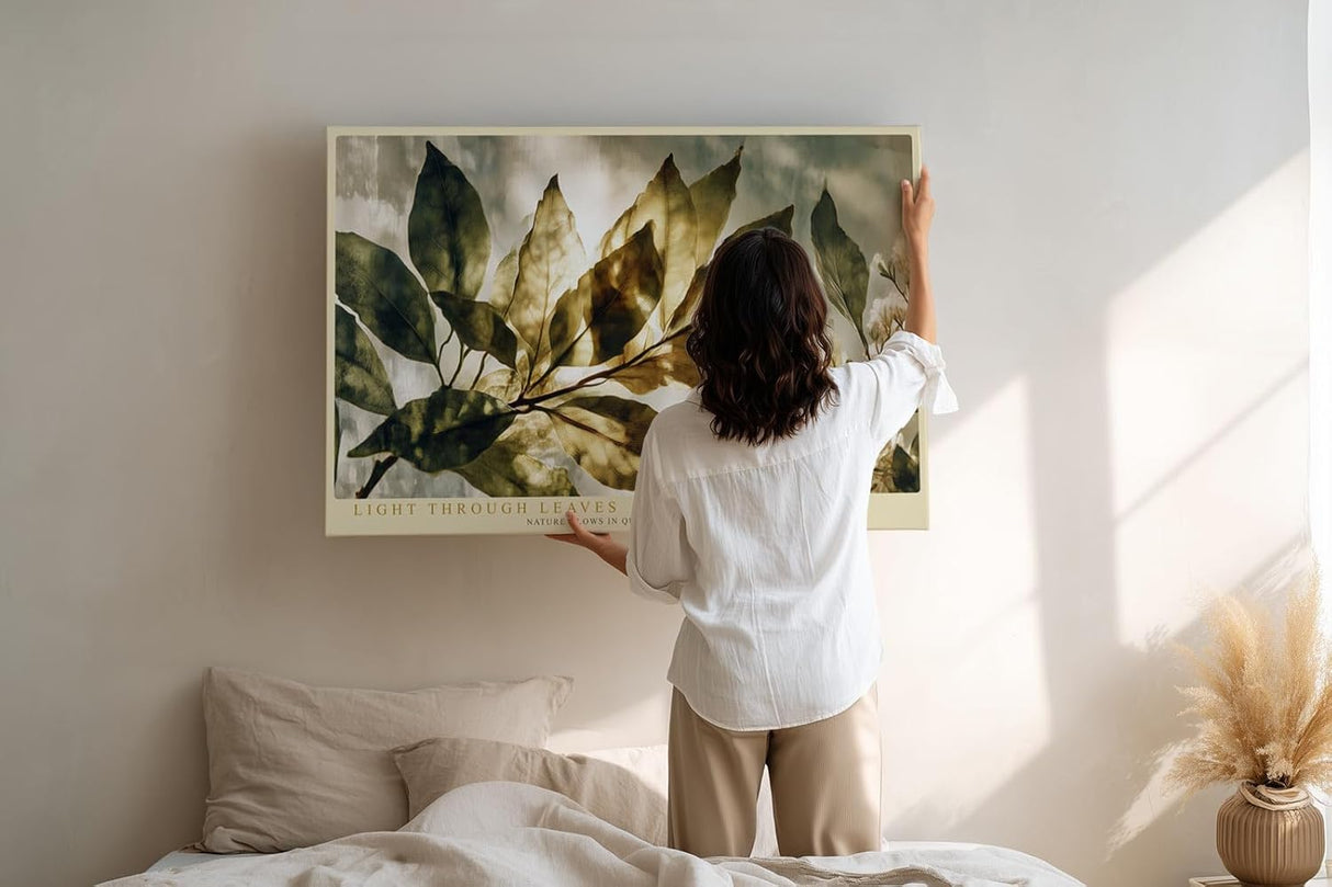 Paul Sinus Wandbild 120x80cm Blaetter im Licht botanische Naturkunst gruene transparente Blaetter moderne Natur Wanddekoration fuer Wohnzimmer Büro