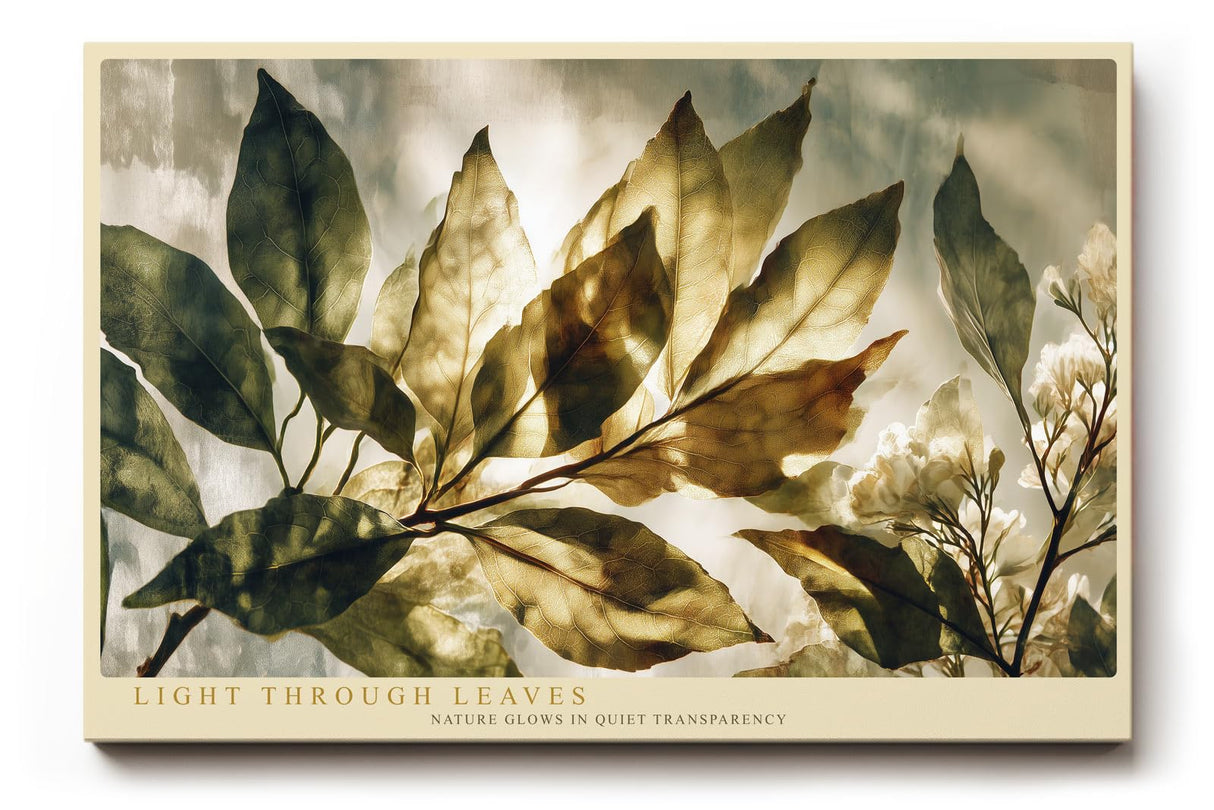 Paul Sinus Wandbild 120x80cm Blaetter im Licht botanische Naturkunst gruene transparente Blaetter moderne Natur Wanddekoration fuer Wohnzimmer Büro