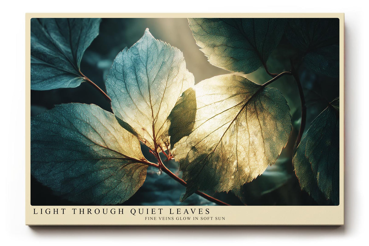 Paul Sinus Wandbild 120x80cm Blaetter Makro Naturfotografie gruene Blattstruktur Licht Kunstdruck grosses Natur Kunstbild elegante Wanddekoration fuer Wohnzimmer Büro