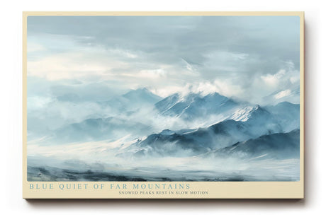 Paul Sinus Wandbild 120x80cm Blaue Berglandschaft im Nebel ruhige Bergkette Landschaftsbild in sanften Blautoenen moderne Natur Wanddekoration