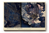 Paul Sinus Wandbild 120x80cm blaue Blumen abstrakte florale Kunst dunkelblau gold elegante Wanddekoration fuer Wohnzimmer Büro