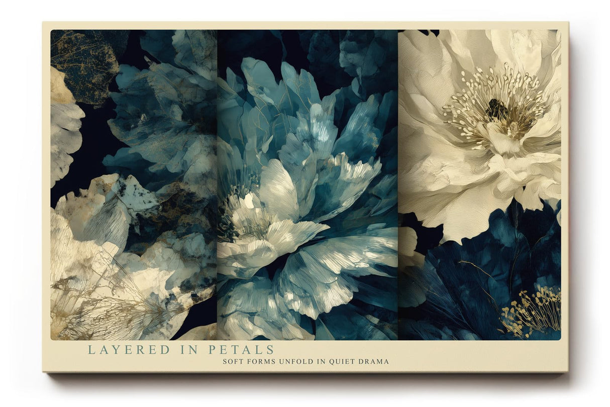 Paul Sinus Wandbild 120x80cm blaue Blumen abstrakte florale Kunst moderne Blumenmalerei elegante Wanddekoration fuer Wohnzimmer Büro