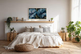 Paul Sinus Wandbild 120x80cm Blaue Blüten Makrofotografie Natur Kunst mit Wassertropfen für Wohnzimmer Schlafzimmer Spa