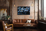 Paul Sinus Wandbild 120x80cm Blaue Blüten mit Regentropfen Makrofotografie Natur Kunst für Wohnzimmer Schlafzimmer Bad