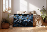 Paul Sinus Wandbild 120x80cm Blaue Blüten mit Regentropfen Makrofotografie Natur Kunst für Wohnzimmer Schlafzimmer Bad