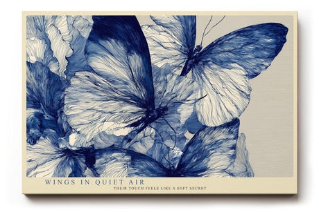 Paul Sinus Wandbild 120x80cm Blaue Schmetterlinge Moderne Natur Illustration in Blau Weiß für Wohnzimmer Schlafzimmer Büro