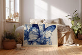 Paul Sinus Wandbild 120x80cm Blaue Schmetterlinge Moderne Natur Illustration in Blau Weiß für Wohnzimmer Schlafzimmer Büro