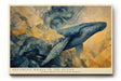 Paul Sinus Wandbild 120x80cm Blauer Wal im Ozean Abstrakte Meereskunst in Blau Gold Wanddekoration