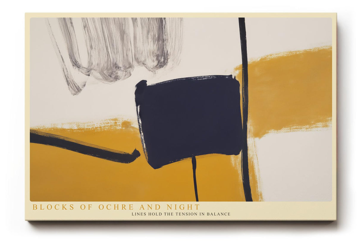 Paul Sinus Wandbild 120x80cm Blocks of Ochre and Night abstrakte moderne Malerei in Ocker und Schwarz Poster für Wohnzimmer Büro