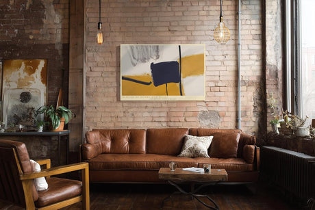 Paul Sinus Wandbild 120x80cm Blocks of Ochre and Night abstrakte moderne Malerei in Ocker und Schwarz Poster für Wohnzimmer Büro