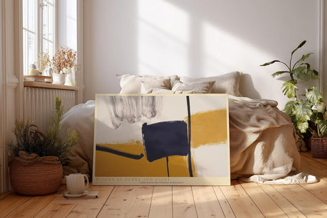 Paul Sinus Wandbild 120x80cm Blocks of Ochre and Night abstrakte moderne Malerei in Ocker und Schwarz Poster für Wohnzimmer Büro
