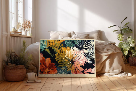 Paul Sinus Wandbild 120x80cm Blooms in Bold Brushstrokes moderne Blumen Malerei abstrakte florale Kunst Poster für Wohnzimmer Schlafzimmer Büro