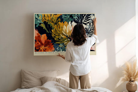 Paul Sinus Wandbild 120x80cm Blooms in Bold Brushstrokes moderne Blumen Malerei abstrakte florale Kunst Poster für Wohnzimmer Schlafzimmer Büro