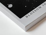Paul Sinus Wandbild Blossom in Darkness – Schwarzweiß-Blumenmotiv mit Farbspritzern, Symbol für Hoffnung, Kontrast und Lebenskraft