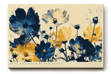 Paul Sinus Wandbild 120x80cm Blue and Gold Bloom Burst Abstrakte Wildblumen Kunst in Blau und Gold Modernes Blumenbild fuer Wohnzimmer und Büro