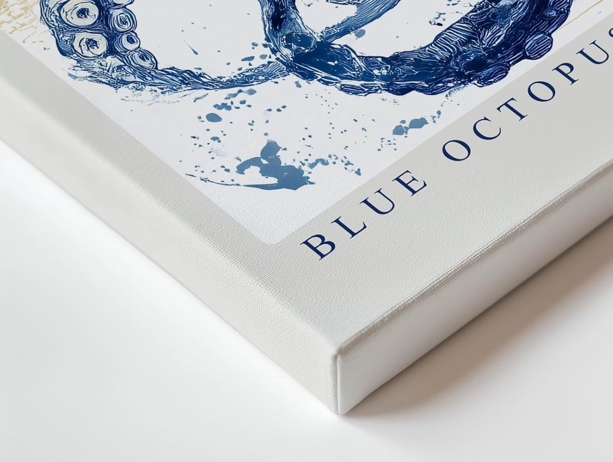 Paul Sinus Wandbild 120x80cm Blue Octopus in Motion Oktopus Illustration maritime Tier Kunst Poster für Wohnzimmer Büro