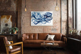 Paul Sinus Wandbild 120x80cm Blue Octopus in Motion Oktopus Illustration maritime Tier Kunst Poster für Wohnzimmer Büro