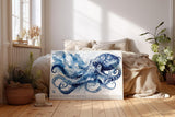 Paul Sinus Wandbild 120x80cm Blue Octopus in Motion Oktopus Illustration maritime Tier Kunst Poster für Wohnzimmer Büro