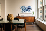 Paul Sinus Wandbild 120x80cm Blue Octopus in Motion Oktopus Illustration maritime Tier Kunst Poster für Wohnzimmer Büro