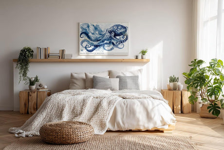 Paul Sinus Wandbild 120x80cm Blue Octopus in Motion Oktopus Illustration maritime Tier Kunst Poster für Wohnzimmer Büro